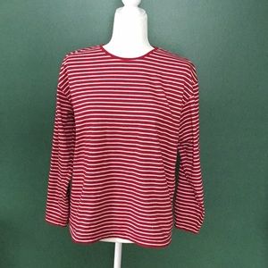 Burgundy and cream pullover top